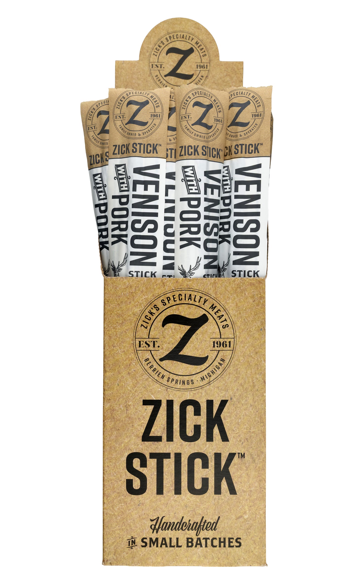24 pack of Zick Stick with zick stick box packaging on a white background