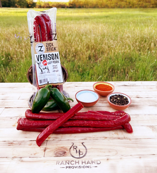 Naturally Smoked Spicy Jalapeño Venison w/ Pork Stick - Rope Style